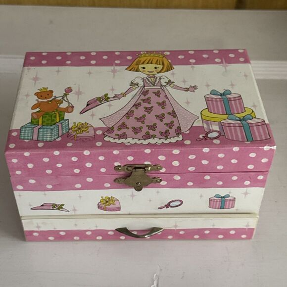 Childrens Princess Mirrored Musical Jewelry Box Twirling Princess Pink Cute - Picture 2 of 10